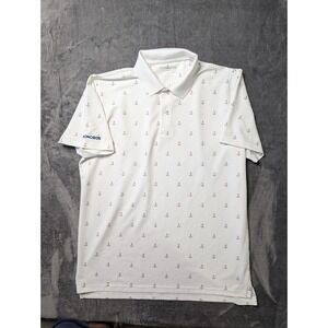 Bonobos Golf Mens Slim Fit Anchor Print Polo Shirt White Short Sleeve Large